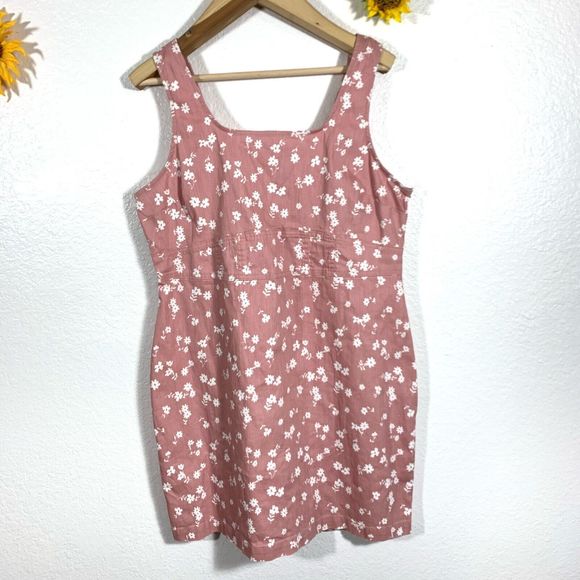 No Boundaries Floral Light Red Pink Denim Sleeveless dress Plus Size XXXL Womens - Picture 1 of 12